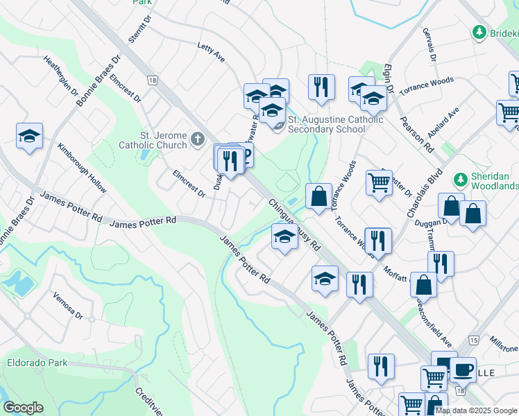 map of restaurants, bars, coffee shops, grocery stores, and more near in Brampton