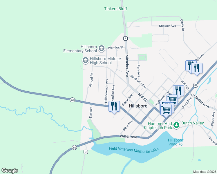 map of restaurants, bars, coffee shops, grocery stores, and more near 698 Hillsborough Avenue in Hillsboro