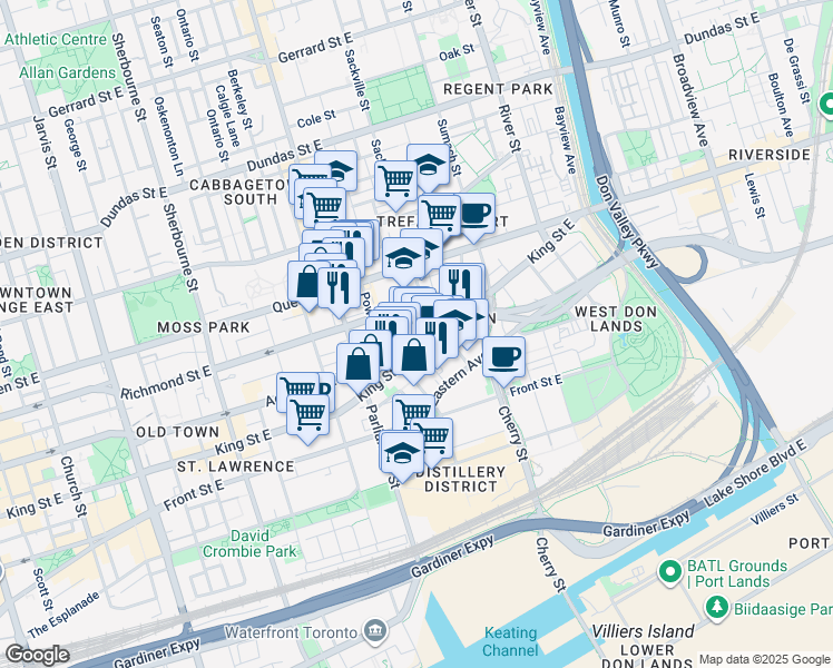 map of restaurants, bars, coffee shops, grocery stores, and more near 7 Wilkins Avenue in Toronto