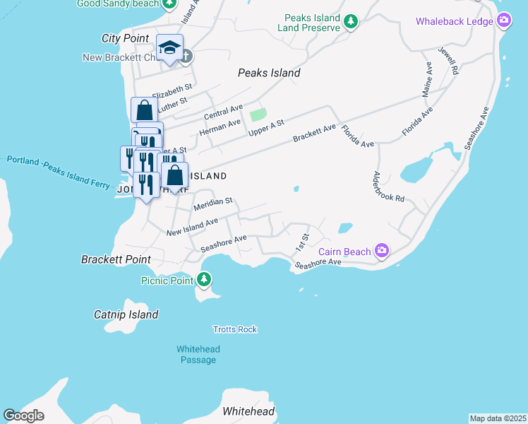 map of restaurants, bars, coffee shops, grocery stores, and more near 36 Spruce Avenue in Portland