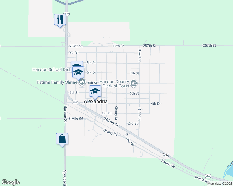 map of restaurants, bars, coffee shops, grocery stores, and more near 5th Street in Alexandria