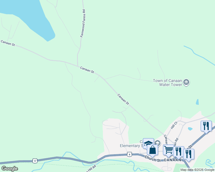 map of restaurants, bars, coffee shops, grocery stores, and more near 161 Canaan Street in Canaan
