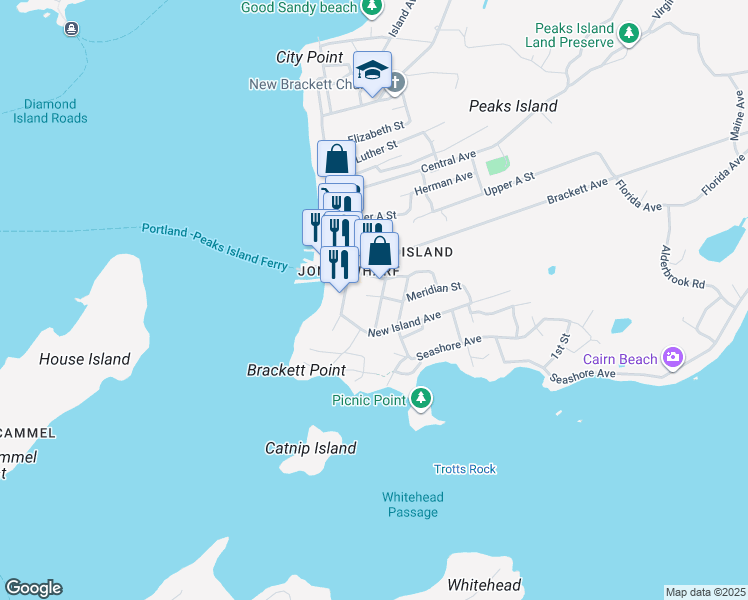 map of restaurants, bars, coffee shops, grocery stores, and more near 24 Adams Street in Portland