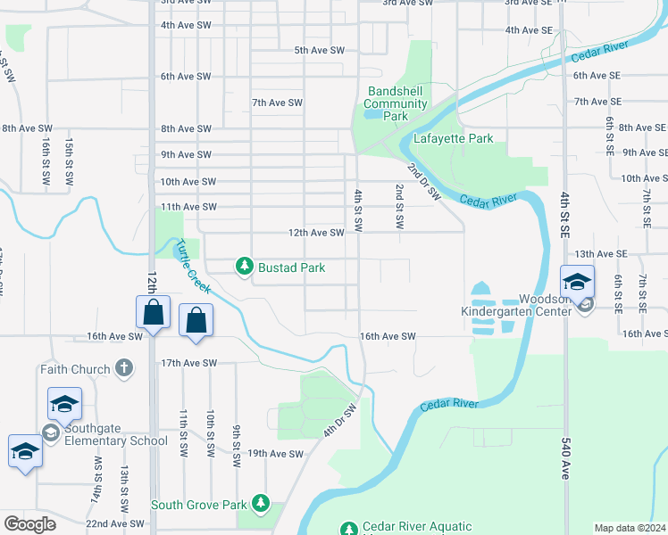 map of restaurants, bars, coffee shops, grocery stores, and more near 509 13th Avenue Southwest in Austin