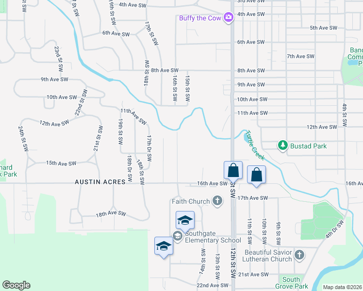 map of restaurants, bars, coffee shops, grocery stores, and more near 1507 16th Street Southwest in Austin