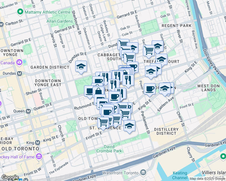 map of restaurants, bars, coffee shops, grocery stores, and more near 106 Ontario Street in Wilson