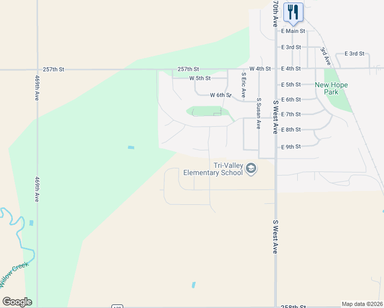 map of restaurants, bars, coffee shops, grocery stores, and more near 600 Hanna Circle in Crooks