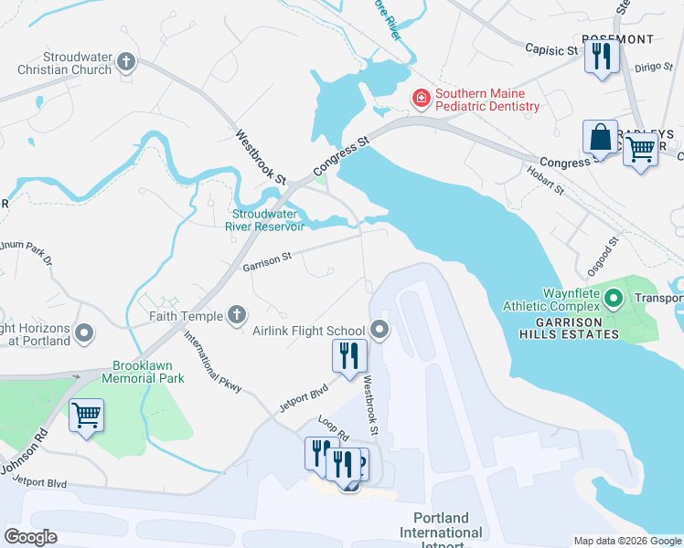 map of restaurants, bars, coffee shops, grocery stores, and more near 47 Old Mast Road in Portland