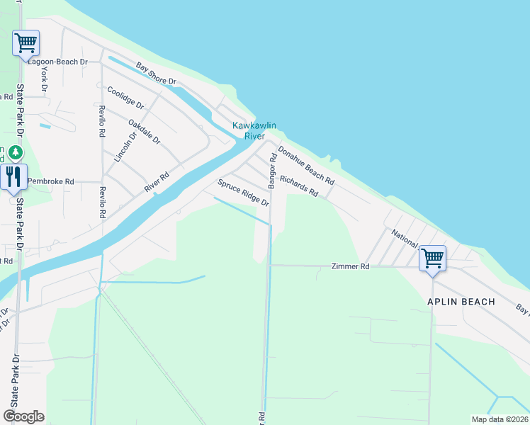 map of restaurants, bars, coffee shops, grocery stores, and more near 2924 Bangor Road in Bay City