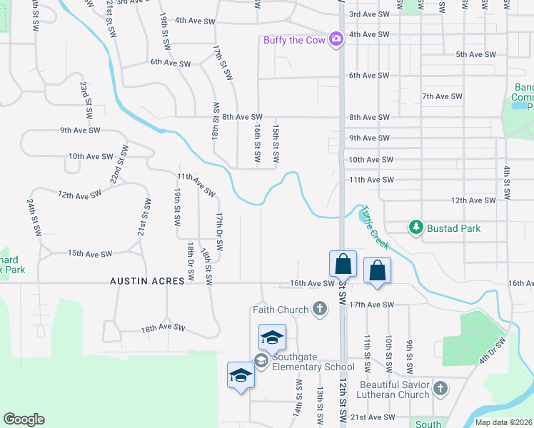 map of restaurants, bars, coffee shops, grocery stores, and more near 1507 16th Street Southwest in Austin