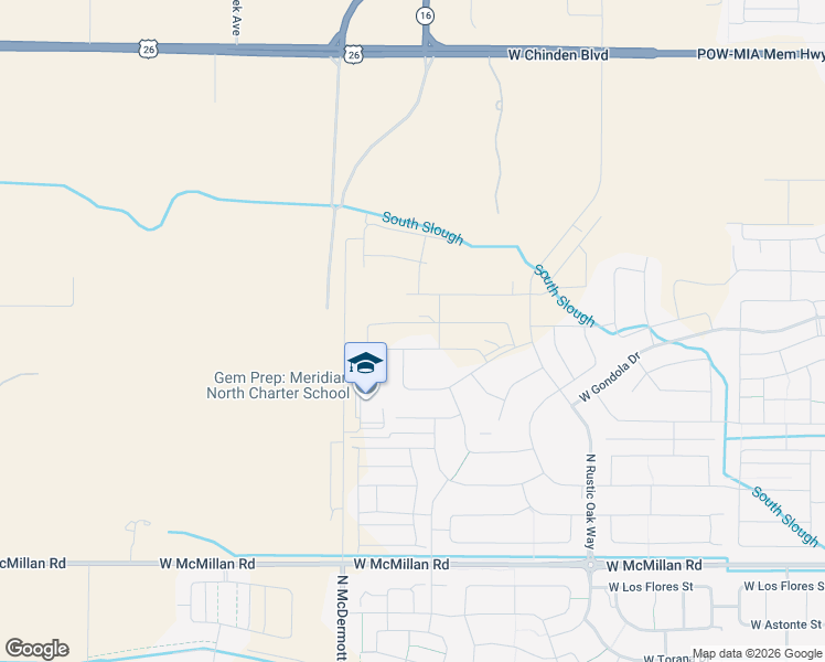 map of restaurants, bars, coffee shops, grocery stores, and more near 5390 North McDermott Road in Meridian