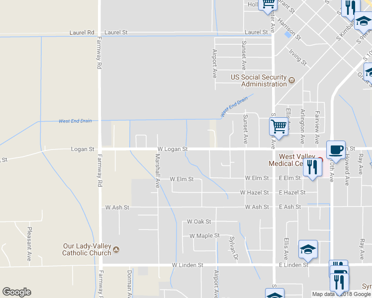 map of restaurants, bars, coffee shops, grocery stores, and more near 811 West Logan Street in Caldwell