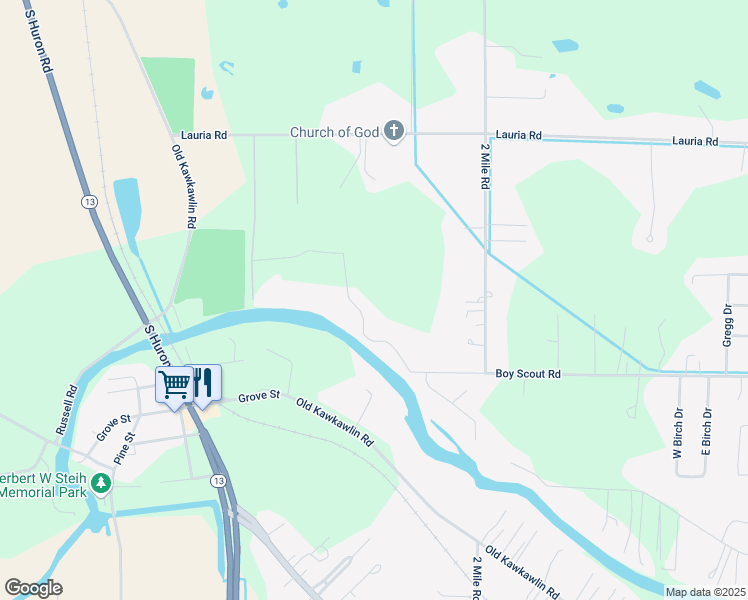 map of restaurants, bars, coffee shops, grocery stores, and more near 2871 Boy Scout Road in Bay City