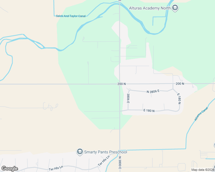 map of restaurants, bars, coffee shops, grocery stores, and more near 3790 East 200 Road North in Rigby