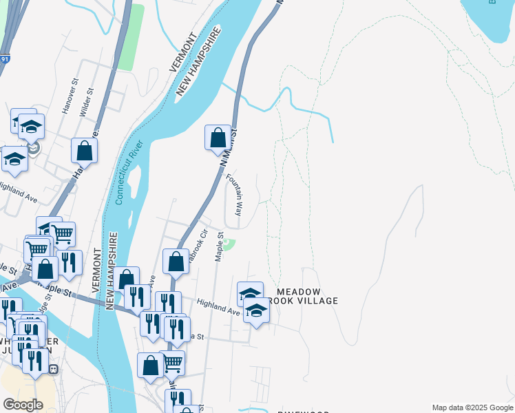 map of restaurants, bars, coffee shops, grocery stores, and more near Apple Blossom Drive in Lebanon
