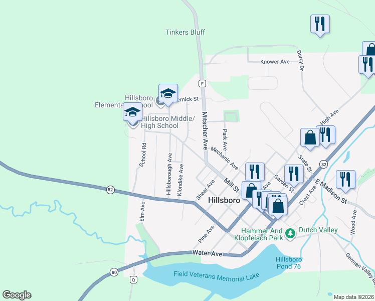 map of restaurants, bars, coffee shops, grocery stores, and more near 838 Klondike Avenue in Hillsboro