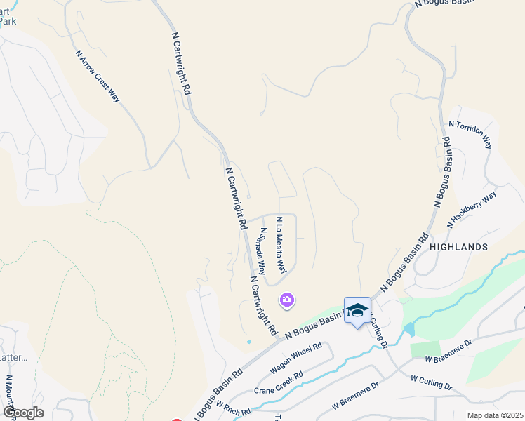 map of restaurants, bars, coffee shops, grocery stores, and more near 4055 North La Mesita Way in Boise