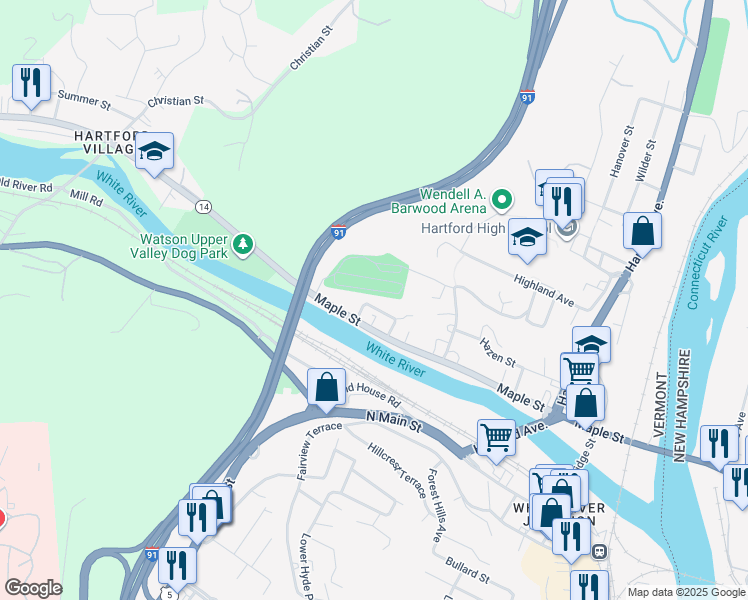 map of restaurants, bars, coffee shops, grocery stores, and more near 49 Sargent Street in Hartford