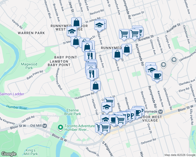 map of restaurants, bars, coffee shops, grocery stores, and more near 426 Armadale Avenue in Toronto