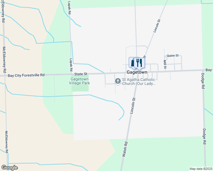 map of restaurants, bars, coffee shops, grocery stores, and more near 6455 5th Street in Gagetown