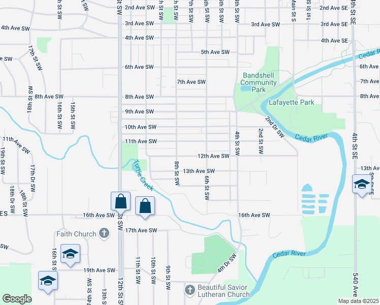map of restaurants, bars, coffee shops, grocery stores, and more near 800 12th Avenue Southwest in Austin
