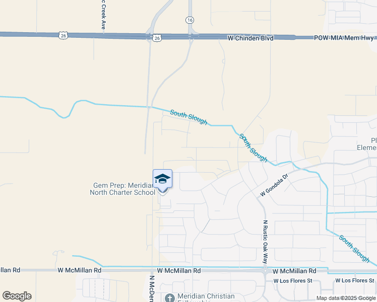 map of restaurants, bars, coffee shops, grocery stores, and more near 5620 North McDermott Road in Meridian