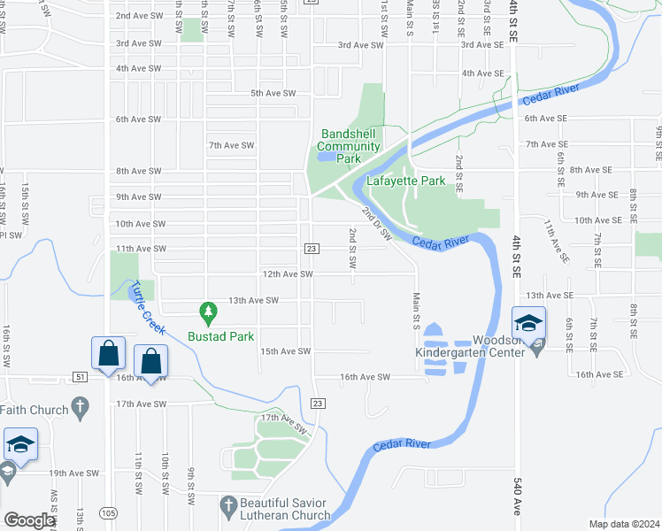 map of restaurants, bars, coffee shops, grocery stores, and more near 310 12th Avenue Southwest in Austin