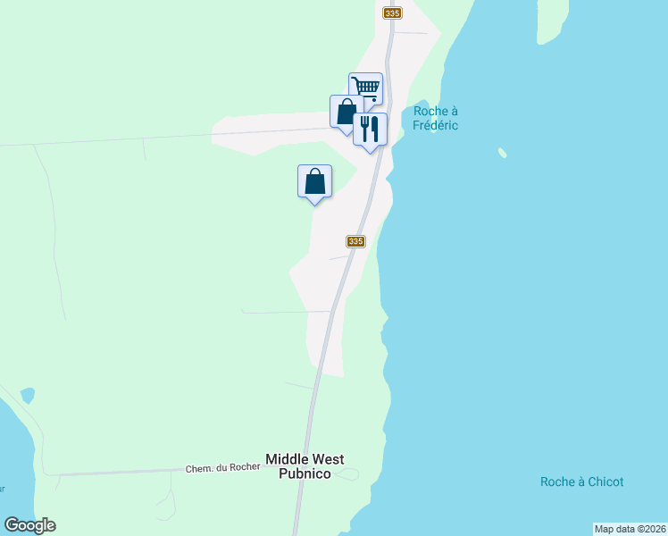 map of restaurants, bars, coffee shops, grocery stores, and more near in West Pubnico