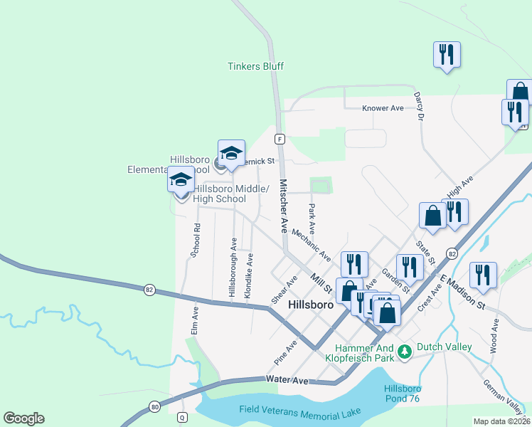 map of restaurants, bars, coffee shops, grocery stores, and more near 838 Klondike Avenue in Hillsboro