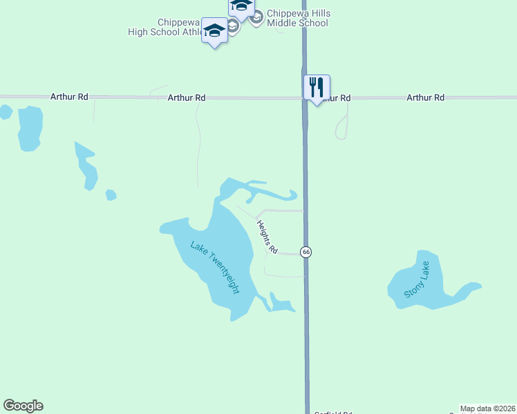 map of restaurants, bars, coffee shops, grocery stores, and more near 3138 East Heights Road in Remus