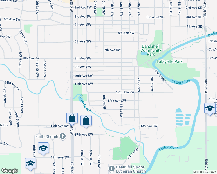 map of restaurants, bars, coffee shops, grocery stores, and more near 800 12th Avenue Southwest in Austin