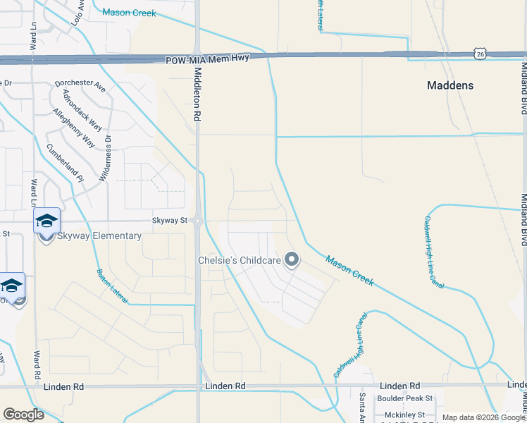 map of restaurants, bars, coffee shops, grocery stores, and more near 19506 Middleton Road in Caldwell