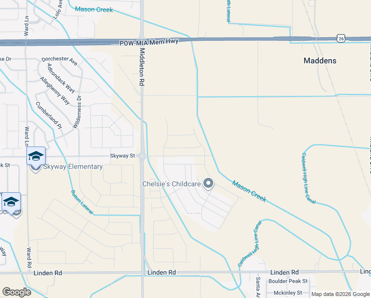 map of restaurants, bars, coffee shops, grocery stores, and more near 19506 Middleton Road in Caldwell