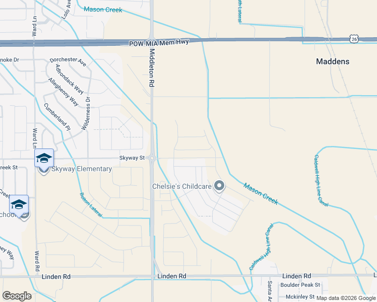 map of restaurants, bars, coffee shops, grocery stores, and more near 19506 Middleton Road in Caldwell