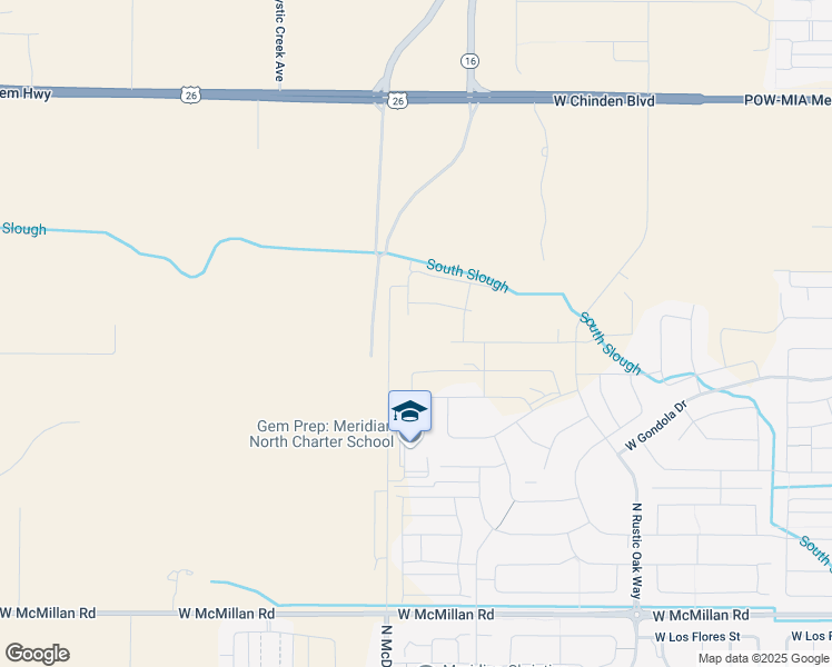 map of restaurants, bars, coffee shops, grocery stores, and more near 5620 North McDermott Road in Meridian