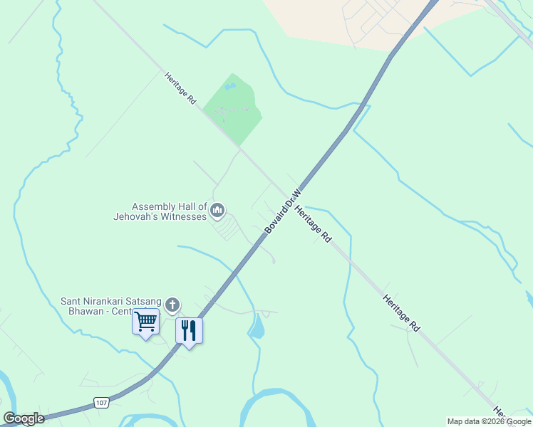 map of restaurants, bars, coffee shops, grocery stores, and more near 2538 Bovaird Drive West in Brampton