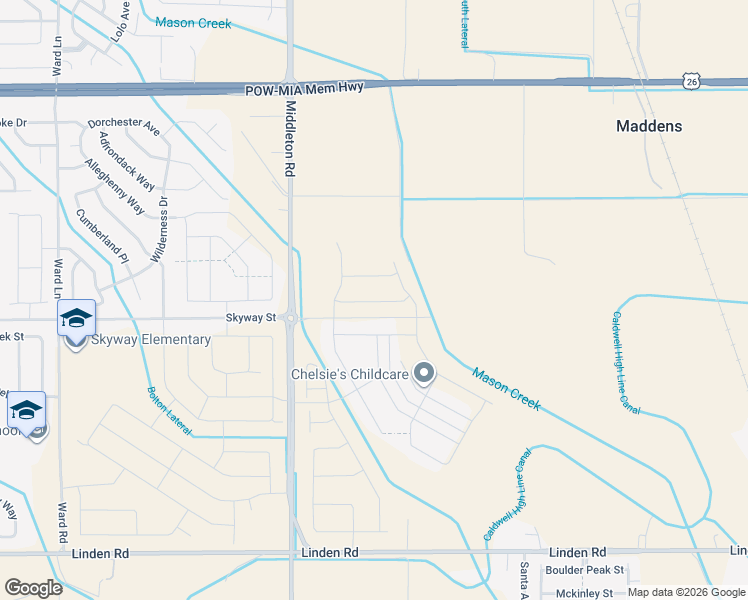 map of restaurants, bars, coffee shops, grocery stores, and more near 19506 Middleton Road in Caldwell
