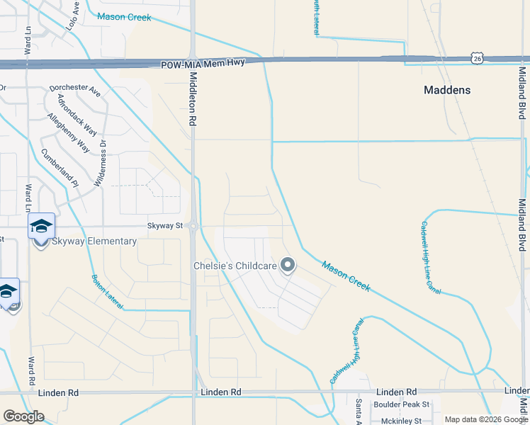 map of restaurants, bars, coffee shops, grocery stores, and more near 19506 Middleton Road in Caldwell