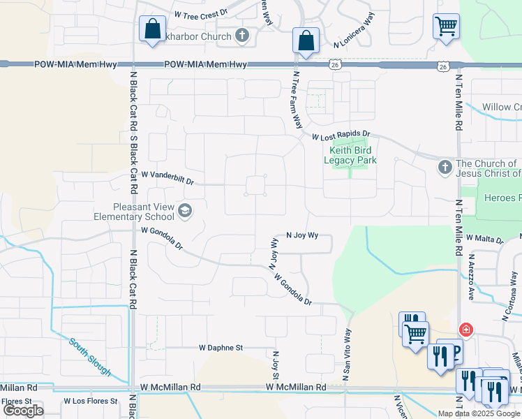 map of restaurants, bars, coffee shops, grocery stores, and more near 5060 West Ladle Rapids Street in Meridian