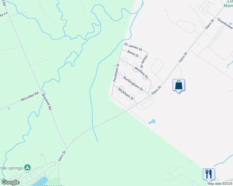 map of restaurants, bars, coffee shops, grocery stores, and more near 234 Saco Street in Westbrook