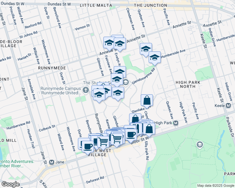 map of restaurants, bars, coffee shops, grocery stores, and more near 146 Glendonwynne Road in Toronto