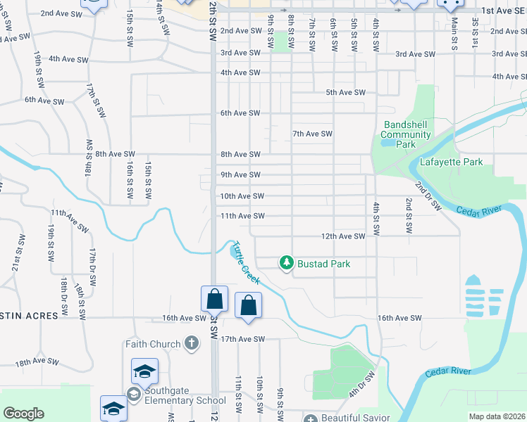 map of restaurants, bars, coffee shops, grocery stores, and more near 1010 10th Avenue Southwest in Austin