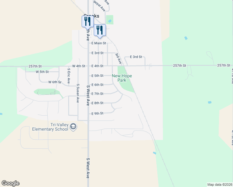 map of restaurants, bars, coffee shops, grocery stores, and more near 308 Park Drive in Crooks