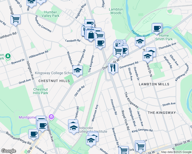 map of restaurants, bars, coffee shops, grocery stores, and more near 51 Cedarcrest Drive in Toronto