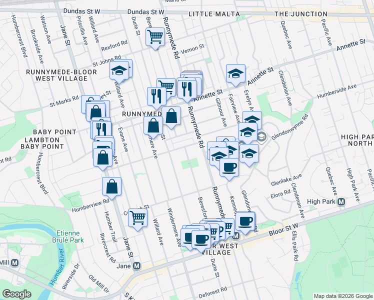 map of restaurants, bars, coffee shops, grocery stores, and more near 431 Beresford Avenue in Toronto