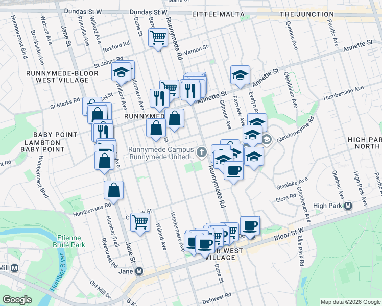 map of restaurants, bars, coffee shops, grocery stores, and more near 431 Beresford Avenue in Toronto