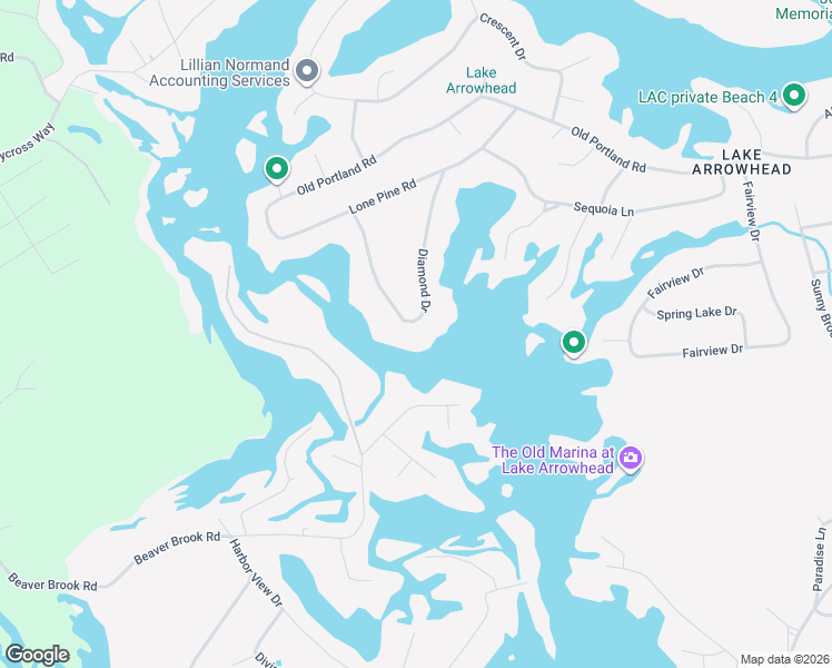 map of restaurants, bars, coffee shops, grocery stores, and more near 57 Diamond Drive in Lake Arrowhead