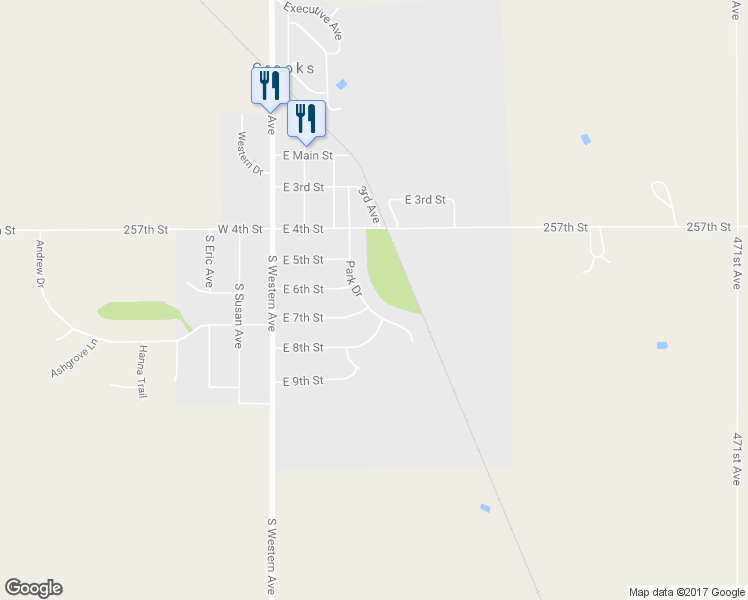 map of restaurants, bars, coffee shops, grocery stores, and more near 308 Park Drive in Crooks