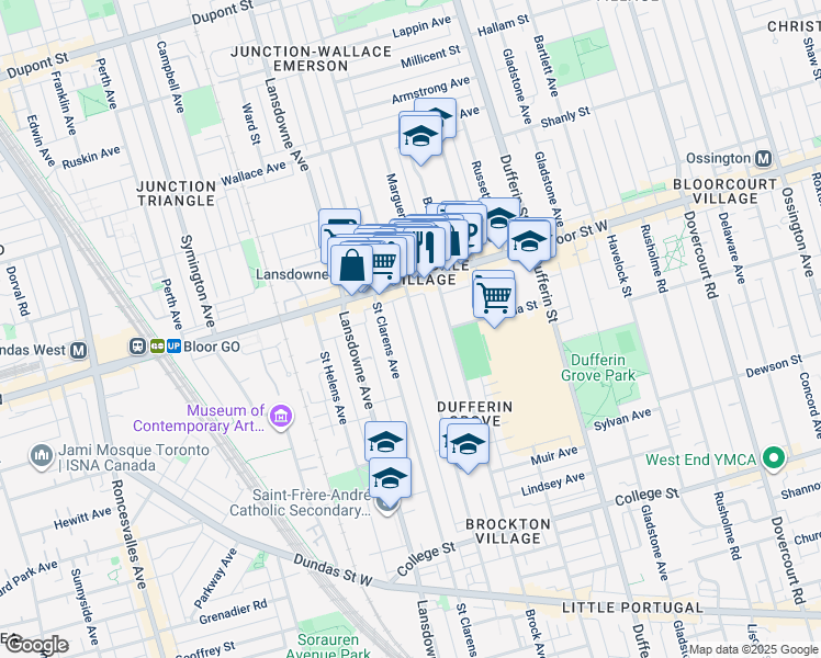 map of restaurants, bars, coffee shops, grocery stores, and more near 300 Margueretta Street in Toronto