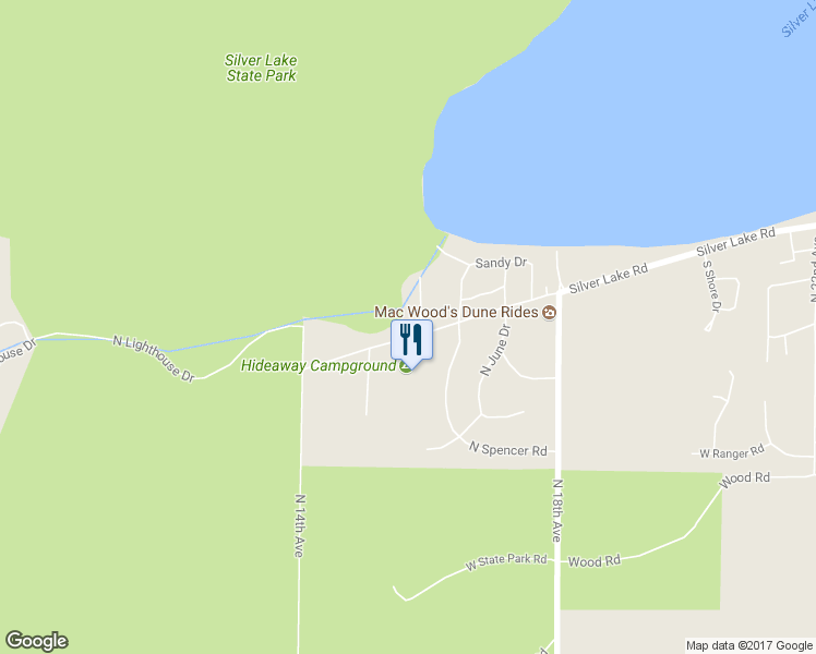 map of restaurants, bars, coffee shops, grocery stores, and more near 9642 Silver Lake Road in Mears